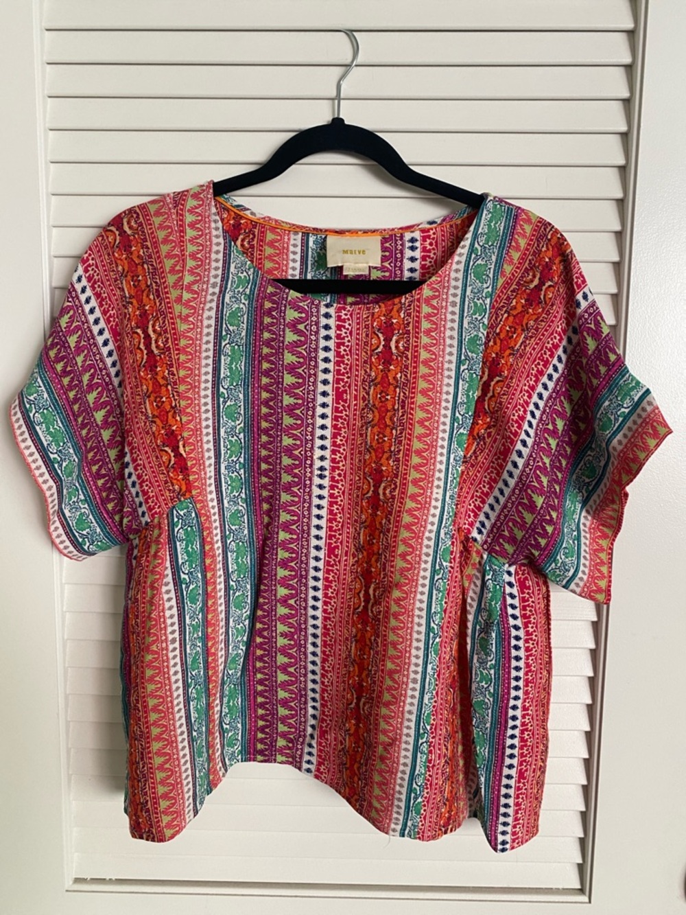 Maeve Multicolor Striped Print Short-Sleeve Top